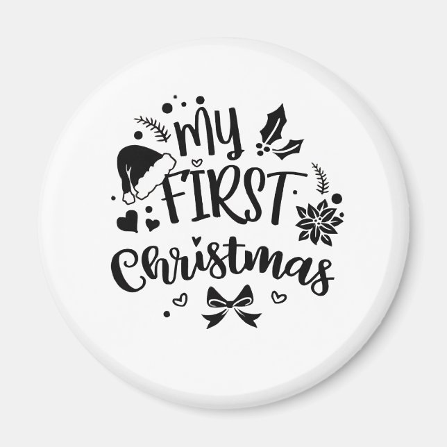 Aimant Le premier Noël de bébé en famille assorti  (Devant)