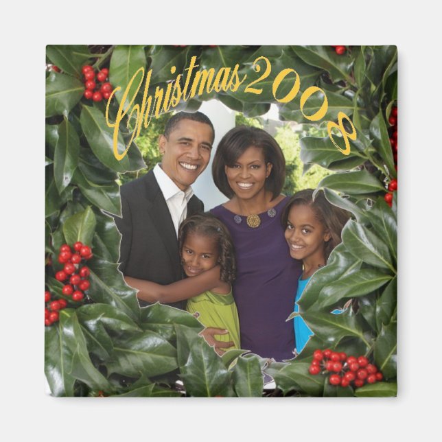 Aimant Le Président Obama, premier Noël familial 2008 (Devant)