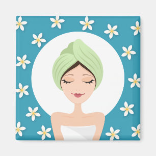 Aimant Le salon de beauté ou la femme de spa a envelopp