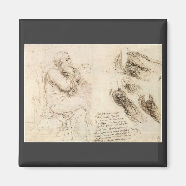 Aimant Le vieux et l'eau de Léonard de Vinci (Devant)