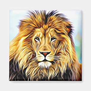 Aimant Le visage de Lion Peinture numérique