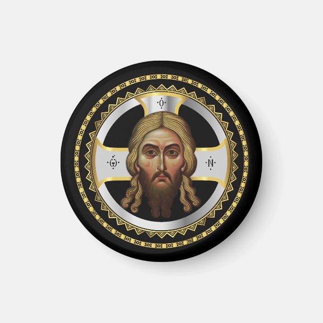 Aimant Le Visage Du Christ Orthodoxe Icône Noire (Devant)