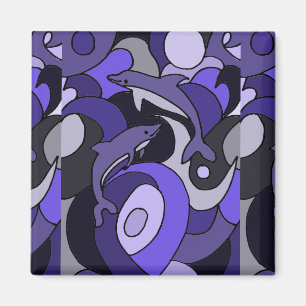 Aimant Leaping Dolphins Art Abstrait