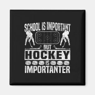 Aimant L'école vintage de hockey sur glace est importante