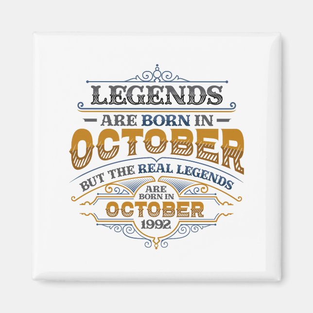 Aimant Legends Are Born In October 1992 Womens Birthday C (Devant)