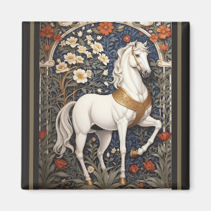 Aimant L'Élégant William Morris Inspiré Cheval Blanc