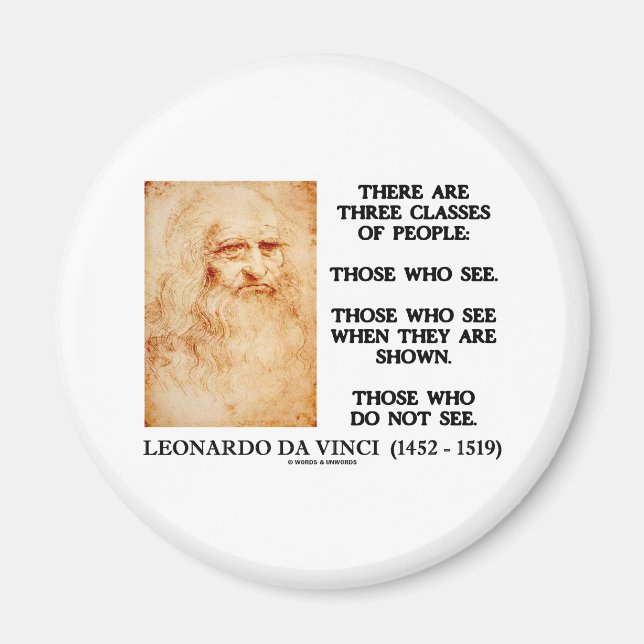 Aimant Léonard De Vinci Citation De Trois Classes De Pers (Devant)