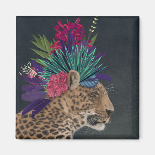 Aimant Leopard avec tête tropicale