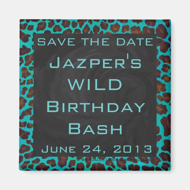 Aimant Léopard Turquoise et Brown (Devant)