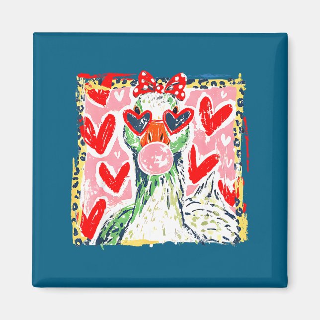 Aimant Leopard Valentine's Day Goose Funny Cute Goose Hun (Devant)