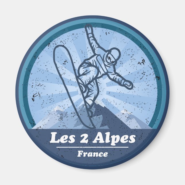 Aimant Les 2 Alpes Station de ski - Snowboard (Devant)