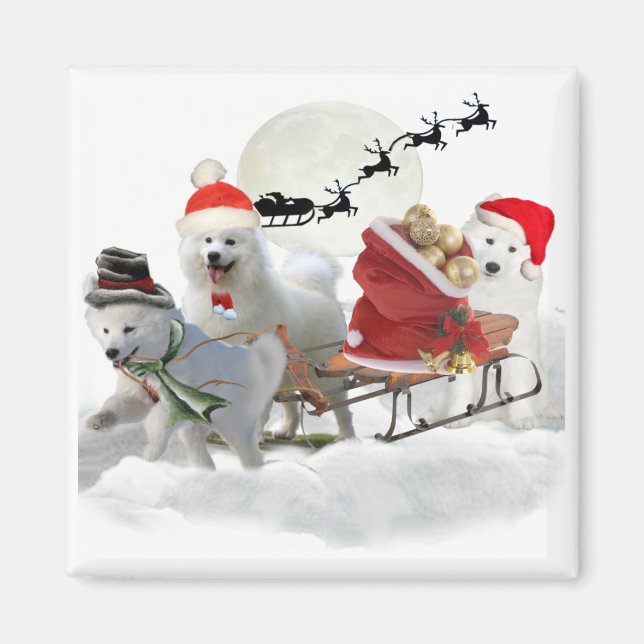 Aimant Les agents de Noël Samoyés (Devant)