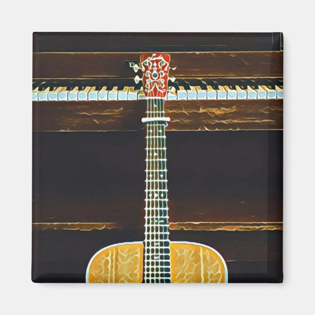 Aimant Les amoureux de guitare cadeaux (Devant)