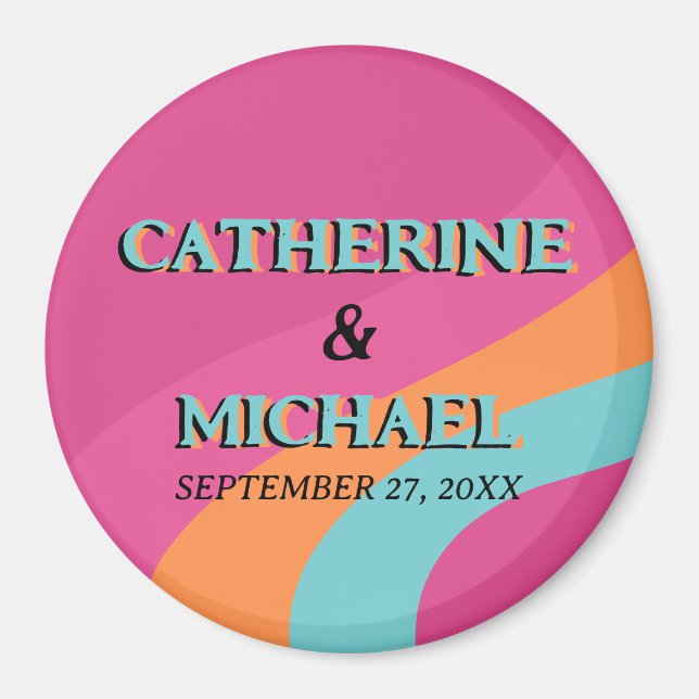 Aimant Les années 70 rétro Super Fuchsia Mariage (Devant)