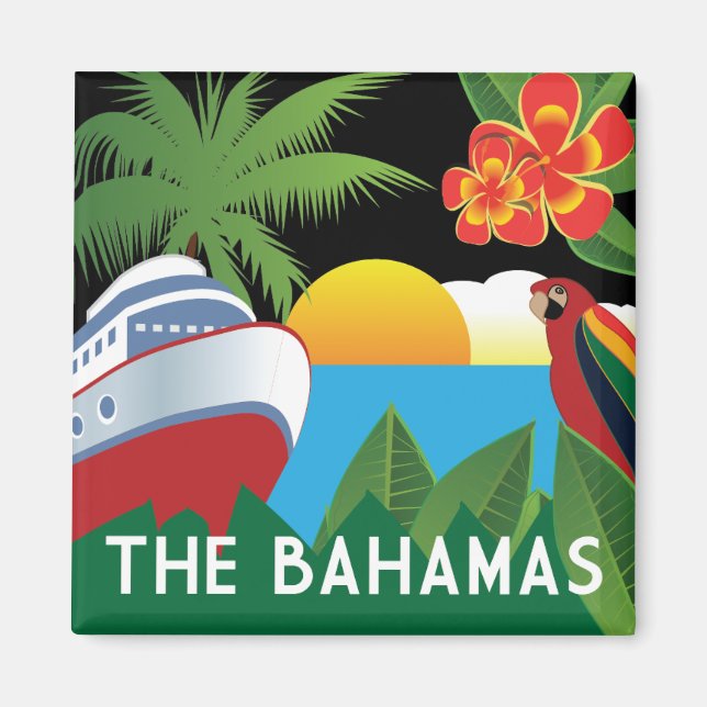 Aimant Les Bahamas avec bateau de croisière (Devant)