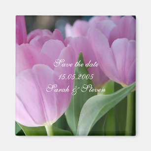 Aimant Les belles tulipes roses sauvent l'aimant de date