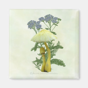 Aimant Les champignons jaunes avec le bleu minuscule