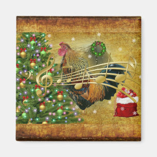 Aimant Les chants de Noël des coqs Vintages