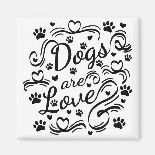 Aimant Les Chiens Sont Loin Paw Et Coeurs Typographie