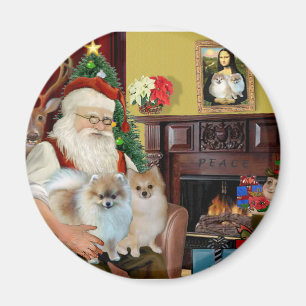 Aimant Les deux Poméraniens du Père Noël