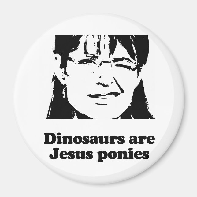 Aimant Les dinosaures sont des poneys de Jésus (Devant)