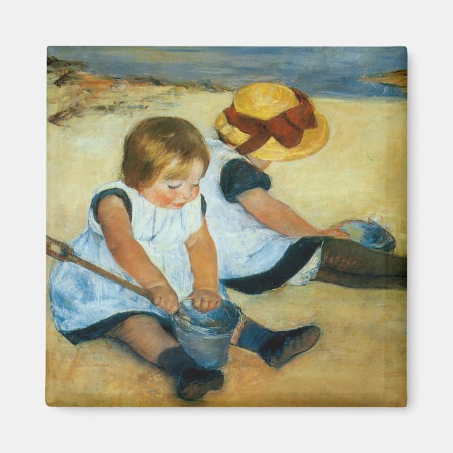 Aimant Les enfants de Mary Cassatt sur la plage (1884) (Devant)