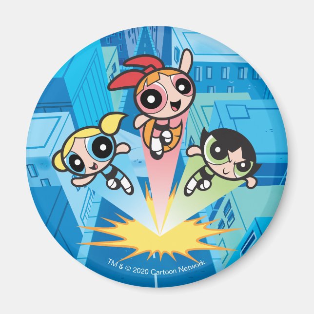 Aimant Les Filles Powerpuff Se Lancent Dans L'Air (Devant)