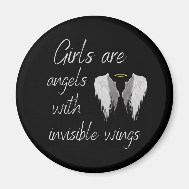 Aimant Les filles sont des anges avec des ailes invisible (Devant)