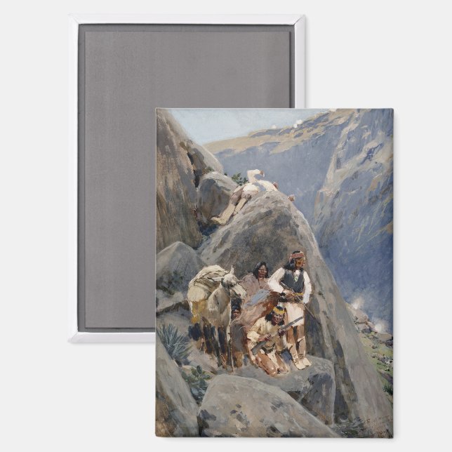 Aimant Les guerriers d'Apache : une embuscade sur la cava (Recto/Verso)