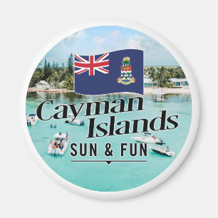Aimant "Les Îles Caïmans Soleil & Amusement" Avec Drapeau