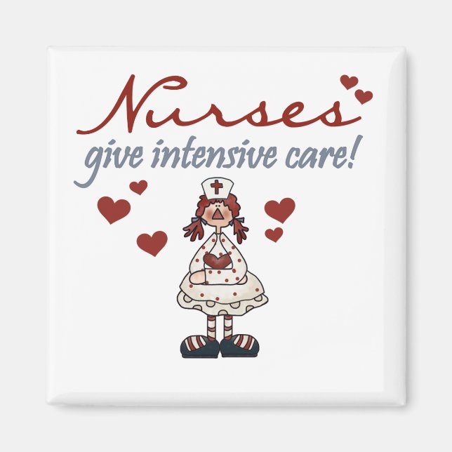 Aimant Les infirmières donnent des t-shirts et des cadeau (Devant)