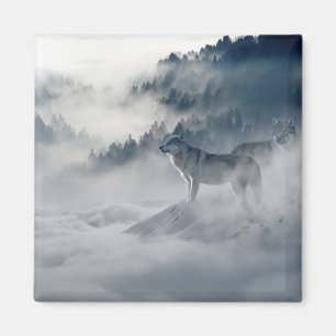 Aimant Les loups dans un paysage hivernal