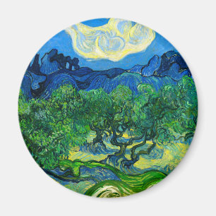 Aimant Les oliviers de Van Gogh dans un paysage montagneu