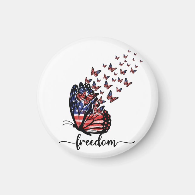 Aimant Les papillons de la liberté | Rouge patriotique, B (Devant)