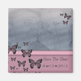 Aimant Les Papillons Fuchsia Sauvegardent La Date