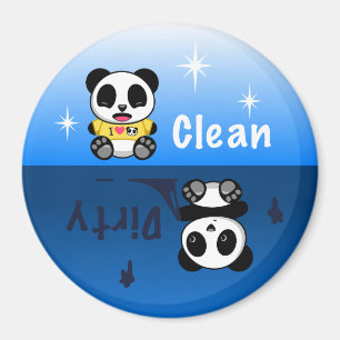 Aimant Les petits pandas mignons nettoient sale