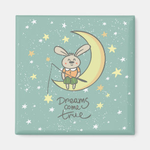 Aimant Les rêves deviennent réalité   Lapin sur la Lune