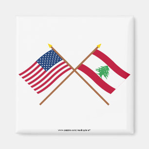 Aimant Les USA et drapeaux croisés par Liban