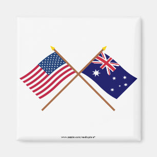 Aimant Les USA et drapeaux croisés parAustralie