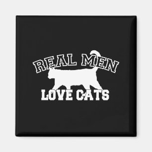 Aimant Les vrais hommes aiment les chats Silhouette blanc
