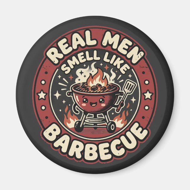 Aimant Les vrais hommes sentent comme le BBQ | Cadeau drô (Devant)