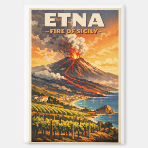 Aimant L'Etna, Italie, dans un style rétro classique