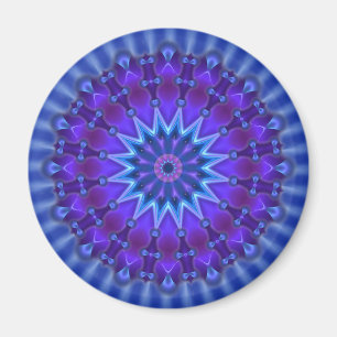 Aimant L'étoile Mandala en bleu   fleur royale