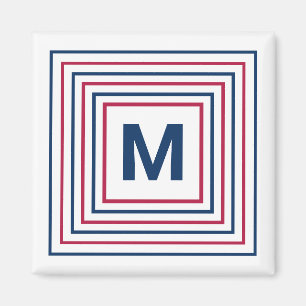 Aimant Lettre 4 juillet rouge et bleue contemporaine