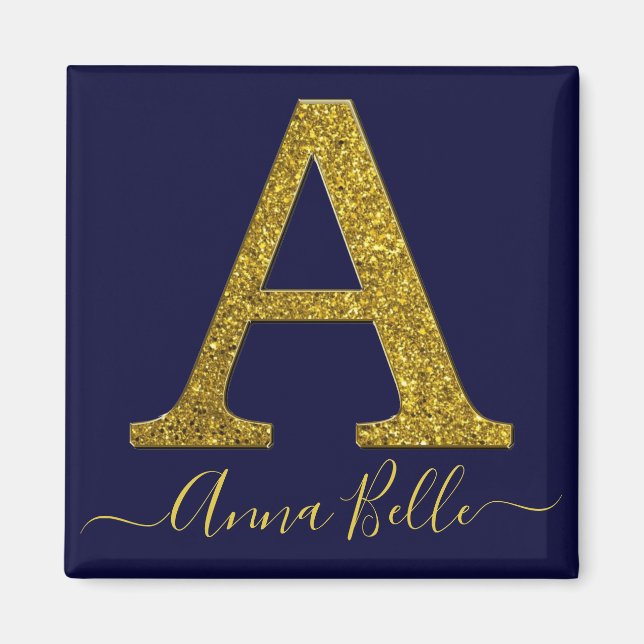 Aimant Lettre A parties scintillant or (Devant)