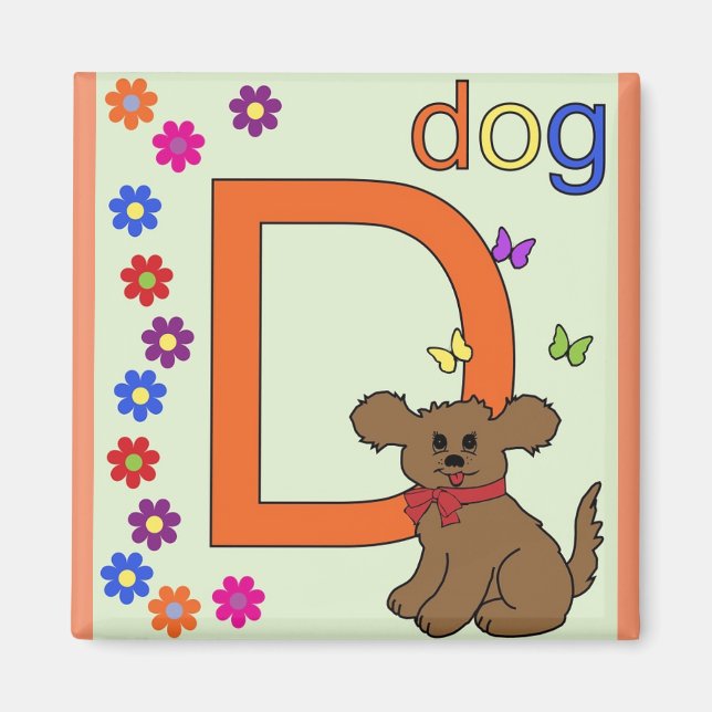 Aimant "Lettre D" pour l'aimant des chiens pour enfants (Devant)