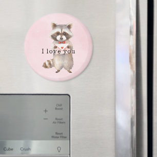 Aimant Lettre d'amour du raton laveur rose