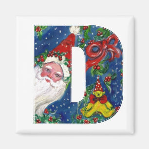 AIMANT LETTRE DE NOËL / PÈRE NOËL ROUGE RIBBON MONOGRAM