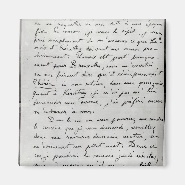 Aimant Lettre de Zola à Edouard Manet 1868 (Devant)
