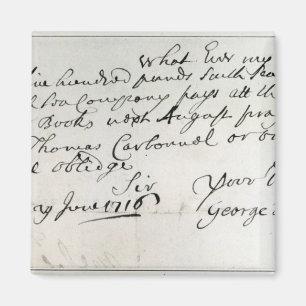 Aimant Lettre écrite par Handel, juin 1716